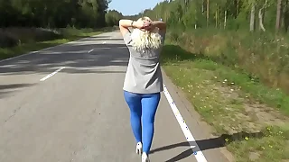Flashing on the have alongside mind alongside blue pantyhose